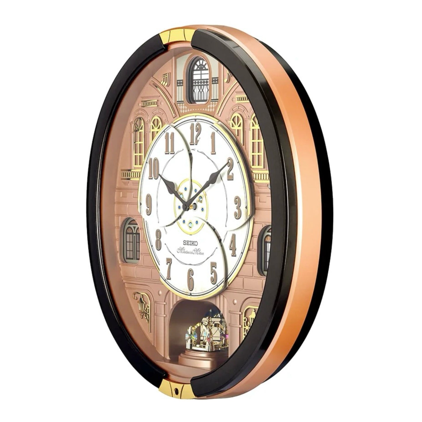 Seiko QXM601BRH “Brooklyn” Melodies in Motion Dancing Dial Musical Wall Clock with 19 Songs