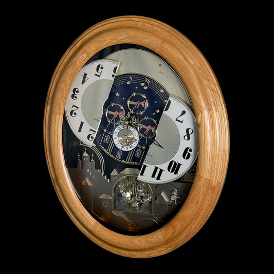 Rhythm "DWS Timecracker Oak" Moving Dial Magic Motion Musical Wooden Wall Clock with Popular Melodies - 4MH777-R07