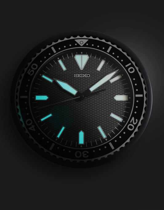 Seiko QXA791KLH "Black Heritage Watch Dial" Luminous Wall Clock with Silent Sweep Second Hand