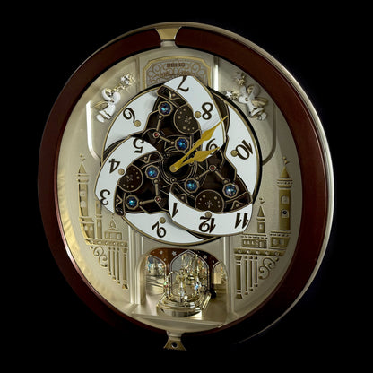 Seiko QXM491BRH "2013 Special Collector's Edition" Melodies in Motion Dancing Dial Musical Wall Clock with '70s Pop Music