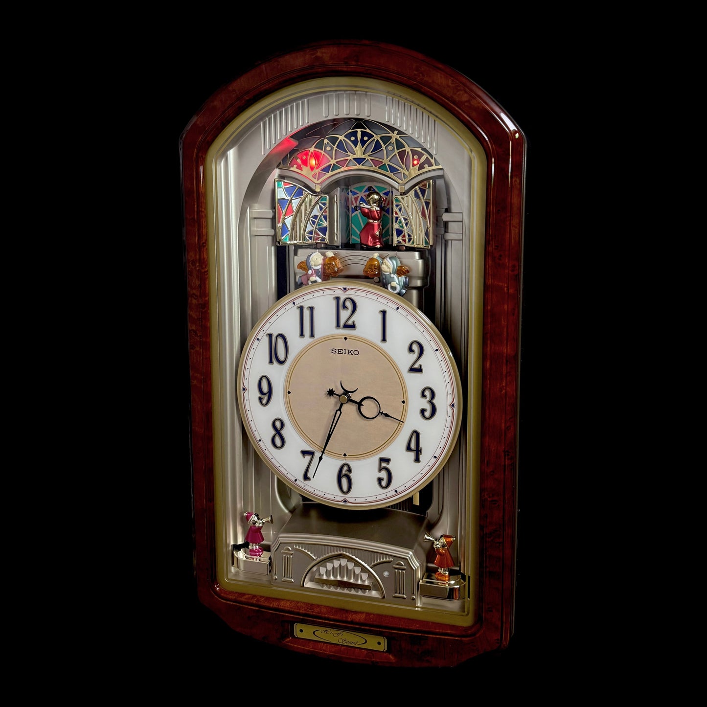 Seiko QXM223BRH "Classic Dropping Dial" Melodies in Motion Musical Moving Wall Clock