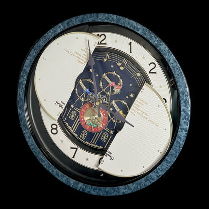 Rhythm “Small World Partage Home (Blue)” Moving Dial Magic Motion Musical Wall Clock with Popular Melodies - 4MH754RH04