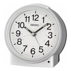 Seiko QHE199SLH "Sussex" Silver Desk & Alarm Clock with Automatic Night Light