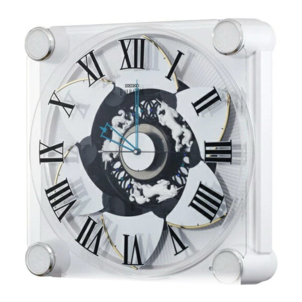 Seiko Emblem AHS446WRH "Grace Elite" Melodies in Motion Musical Wall or Mantel Clock with Animated Moving Dial & 18 Songs