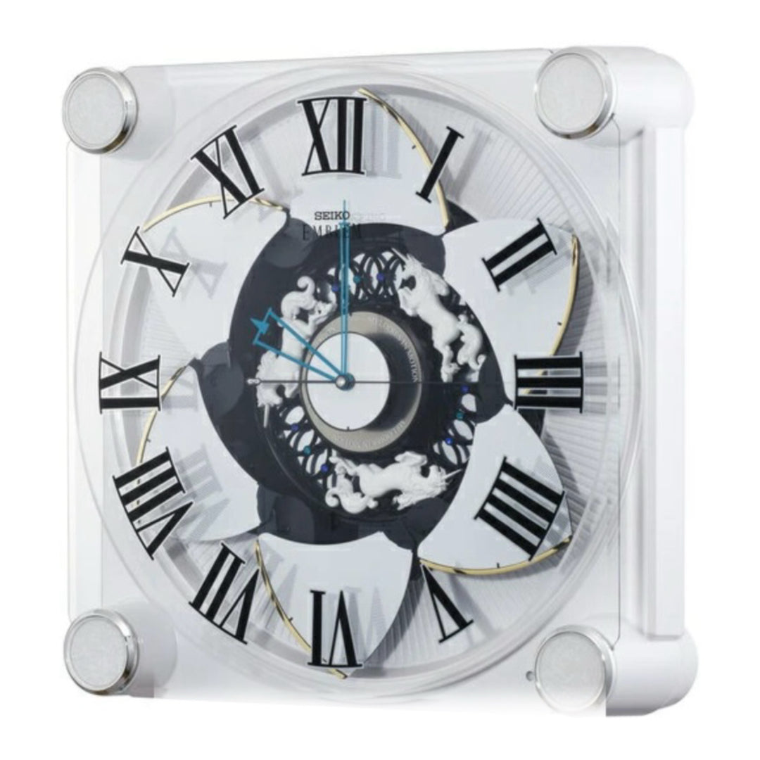 Seiko Emblem AHS446WRH "Grace Elite" Melodies in Motion Musical Wall or Mantel Clock with Animated Moving Dial & 18 Songs