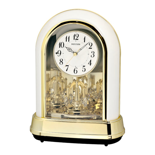 Rhythm “Crystal Dulcet II (Pearl)” Musical Motion Decorative Pendulum Mantel Clock - 4RH794WU03