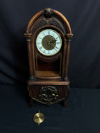 Rhythm "CTS Venetian" Antique-Style Wooden Musical Pendulum Mantel Clock with Intricate Carved Frame - CRJ715UR06