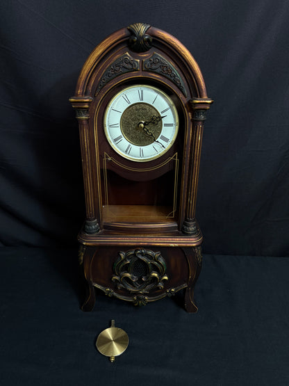 Rhythm "CTS Venetian" Antique-Style Wooden Musical Pendulum Mantel Clock with Intricate Carved Frame - CRJ715UR06