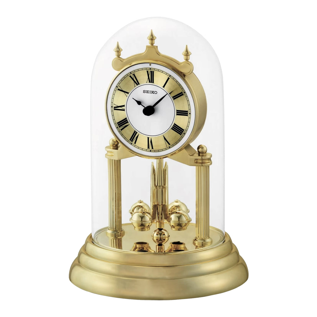 Seiko QHN006GLH "Golden" Anniversary Mantel & Table Clock with Rotating Decoration