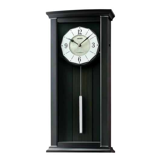 Seiko QXM605KLH "Juliet" Modern Musical Decorative Pendulum Wooden Wall Clock with Pearlized Dial