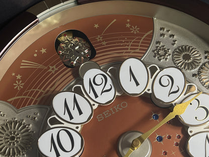 Seiko QXM574BRH "2017 Special Collector's Edition" Melodies in Motion Dancing Dial Musical Wall Clock with '70s Pop Music