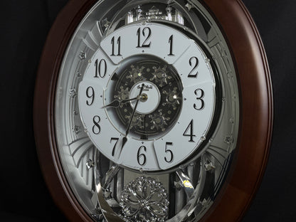 Rhythm "Anthology Espresso" Magic Motion Musical Wooden Wall Clock with Moving Dial - 4MH869WU06