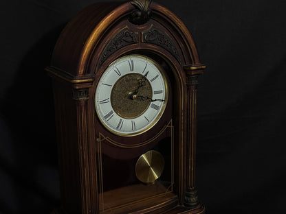 Rhythm "CTS Venetian" Antique-Style Wooden Musical Pendulum Mantel Clock with Intricate Carved Frame - CRJ715UR06