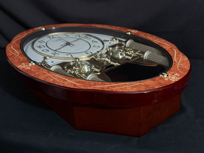 Rhythm “CTS Florence” Inlaid Wooden Musical Motion Pendulum Wall Clock with Popular Melodies - CMJ338UR06