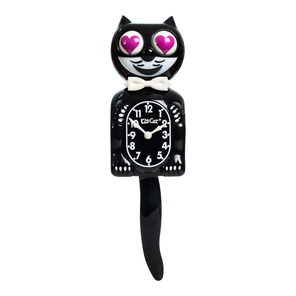 Original Kit-Cat Klock "Magenta Heart Eyes” Limited Edition Novelty Moving Pendulum Wall Clock by California Clock Company - BC-1-HM
