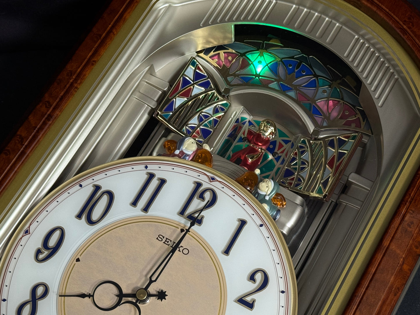 Seiko QXM223BRH "Classic Dropping Dial" Melodies in Motion Musical Moving Wall Clock