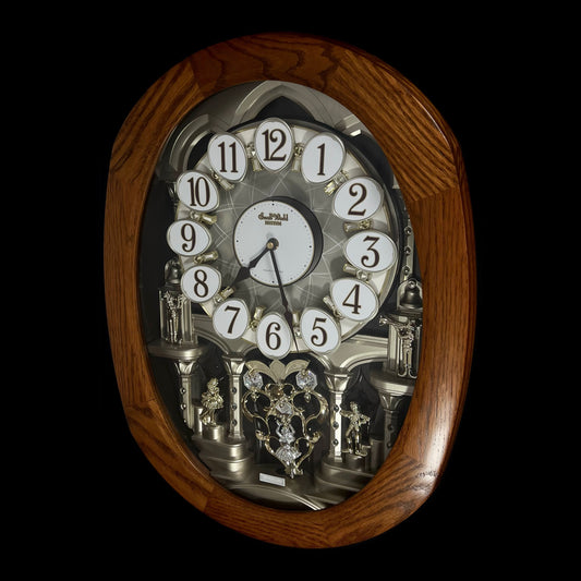 Rhythm "SSS Encore" Magic Motion Musical Wooden Wall Clock with Animated Moving Dial and Popular Melodies - 4MH810-R06