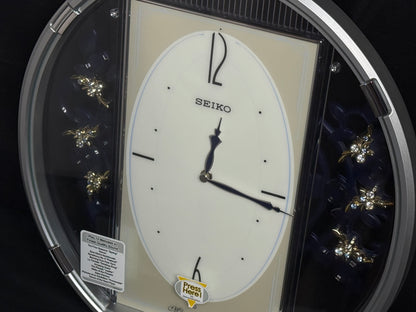 Seiko QXM158SRH "Sparkling Crystals" Melodies in Motion Musical Decorative Pendulum Wall Clock