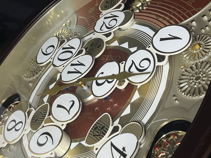 Seiko QXM574BRH "2017 Special Collector's Edition" Melodies in Motion Dancing Dial Musical Wall Clock with '70s Pop Music