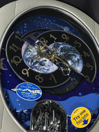 Rhythm “Peaceful Cosmos II” Moving Earth Dial Magic Motion Musical Wall Clock - 4MH408WU19
