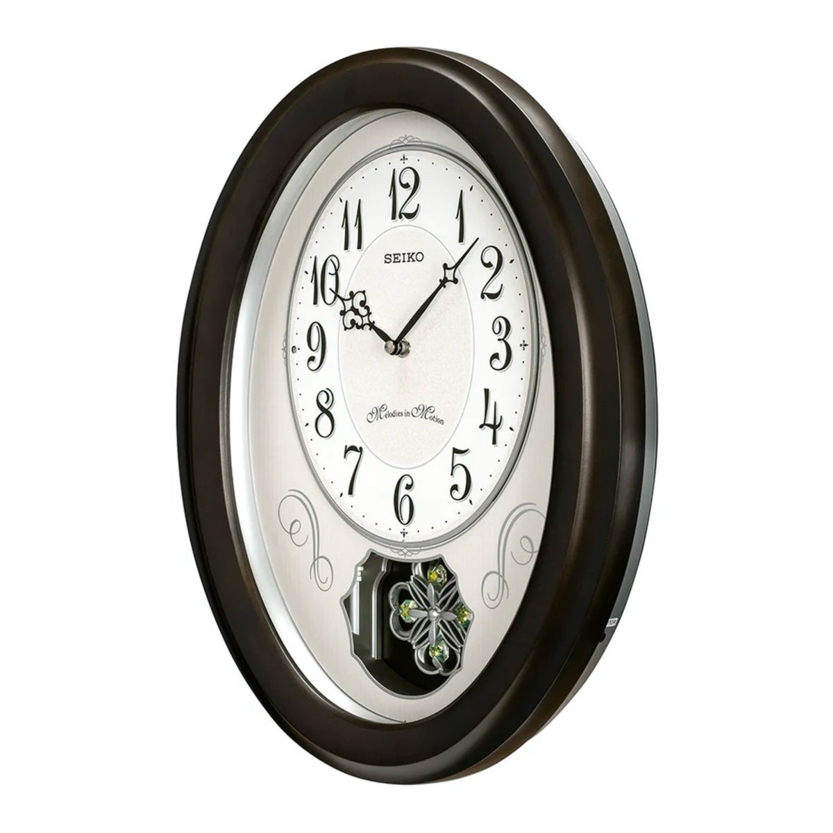 Seiko QXM606NLH "Bluebell" Melodies in Motion Musical Wooden Decorative Pendulum Wall Clock with 18 Songs