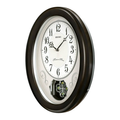 Seiko QXM606NLH "Bluebell" Melodies in Motion Musical Wooden Decorative Pendulum Wall Clock with 18 Songs