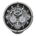 Rhythm “Chronograph (Black/Silver)” Skeletonized Dial Magic Motion Musical Wall Clock with Moving Gears - 4MH442WU08