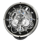 Rhythm “Chronograph (Black/Silver)” Skeletonized Dial Magic Motion Musical Wall Clock with Moving Gears - 4MH442WU08