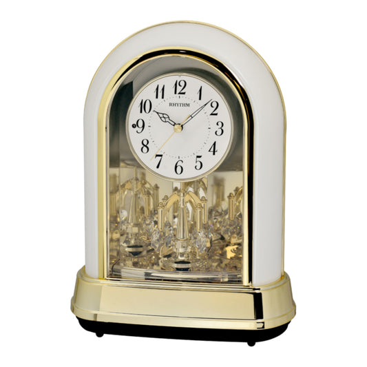 Rhythm “Crystal Dulcet II (Pearl)” Musical Motion Decorative Pendulum Mantel Clock - 4RH794WU03