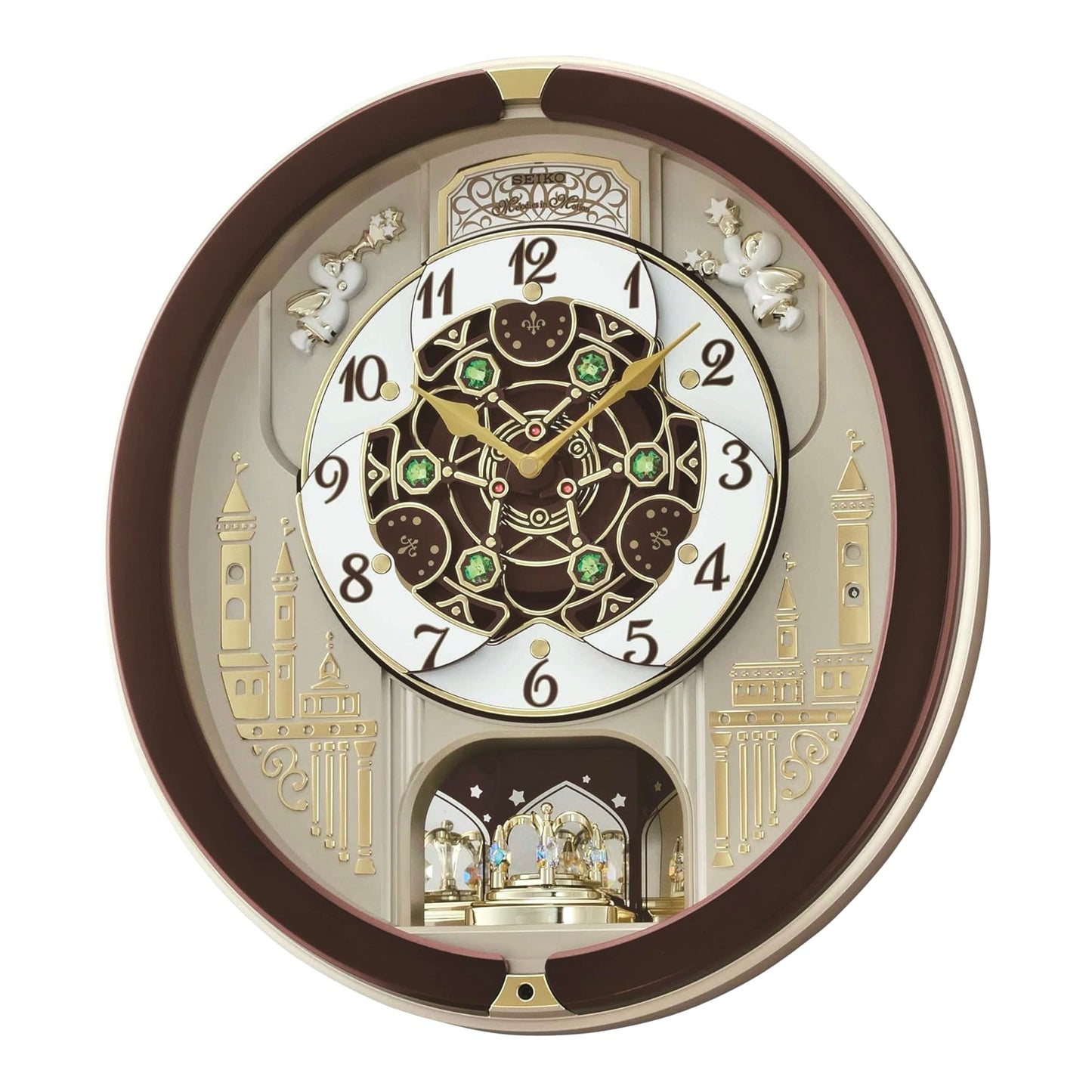 Seiko QXM291BRH "Spring Dance" Melodies in Motion Dancing Dial Musical Wall Clock with 18 Songs
