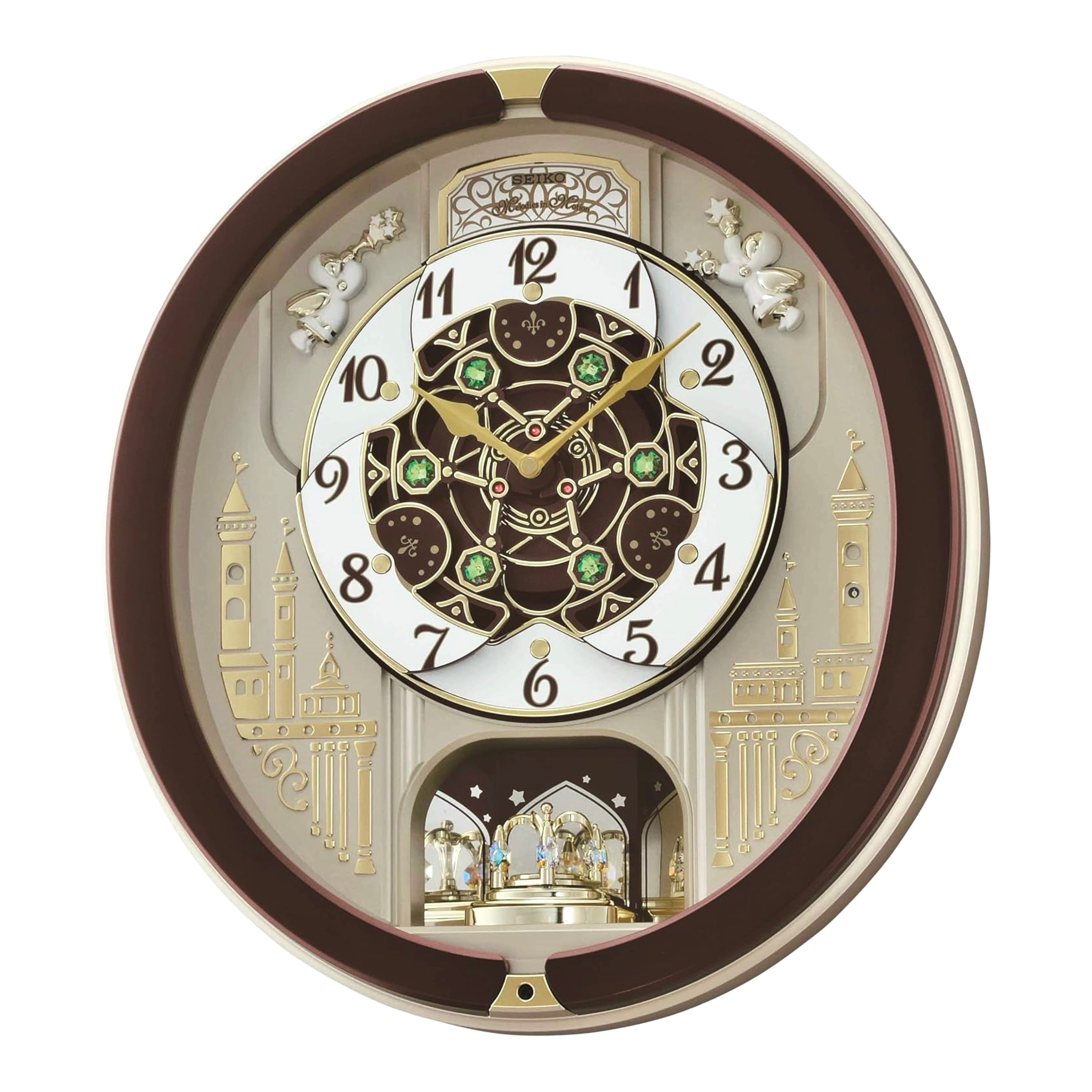 Seiko QXM291BRH "Spring Dance" Melodies in Motion Dancing Dial Musical Wall Clock with 18 Songs