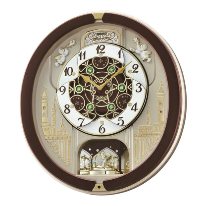 Seiko QXM291BRH "Spring Dance" Melodies in Motion Dancing Dial Musical Wall Clock with 18 Songs