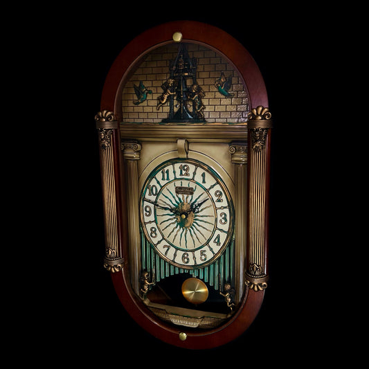 Rhythm “CTS Sundial” Gothic Wooden Musical Motion Pendulum Wall Clock with Popular Melodies - CMJ336UR06