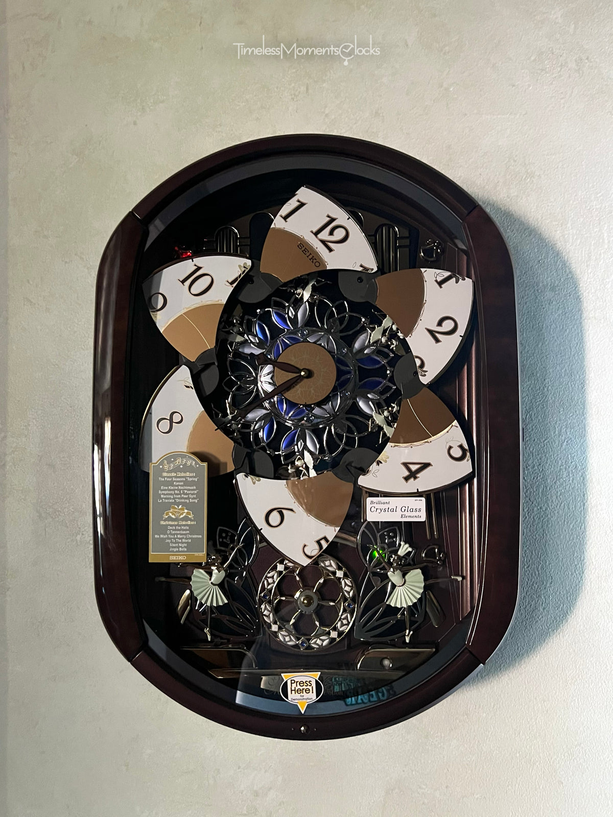 Seiko QXM297BRH "Ballerina" Melodies in Motion Musical Wall Clock with Animated Moving Dial & 12 Songs