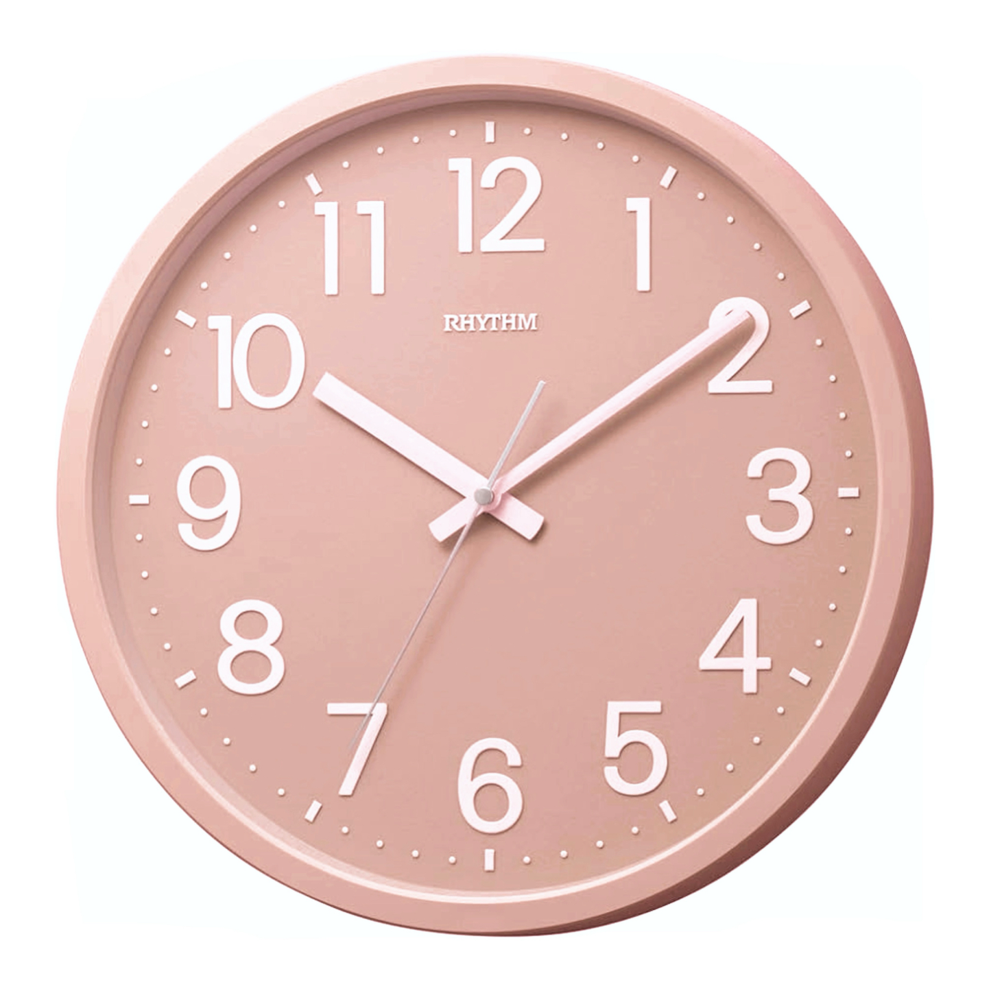 Rhythm “Purity (Cupid Pink)” Large Modern Wall Clock with Raised Numerals - 4KGA06BZ13