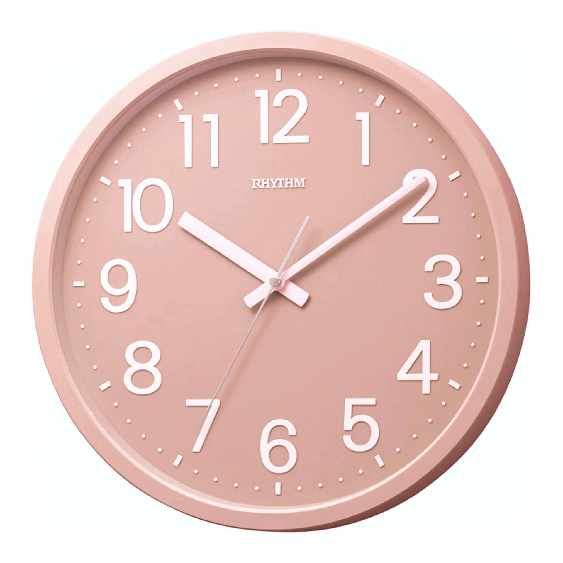Rhythm “Purity (Pink)” Large Modern Wall Clock with Raised