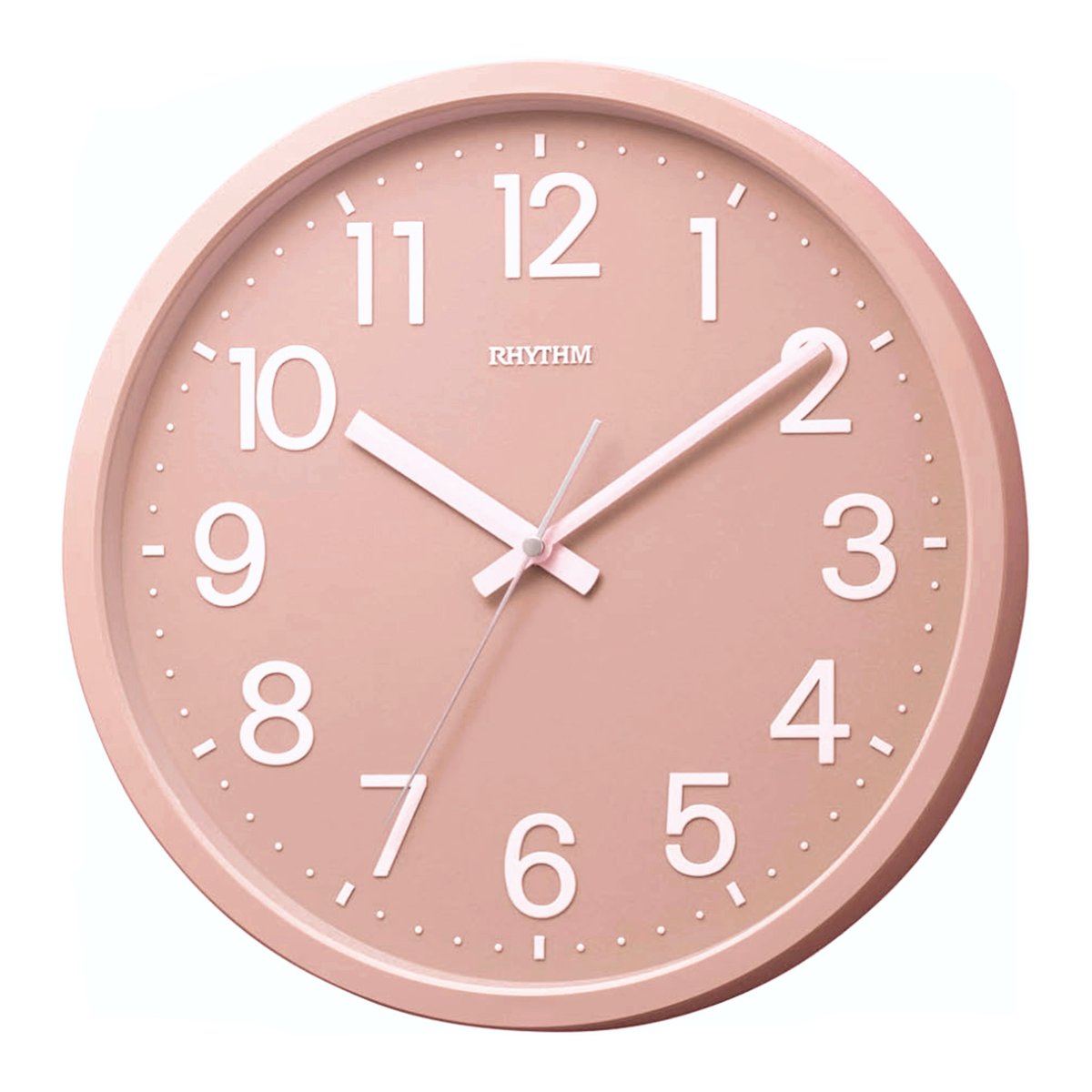 Rhythm “Purity (Pink)” Large Modern Wall Clock with Raised Numerals - 4KGA06BZ13