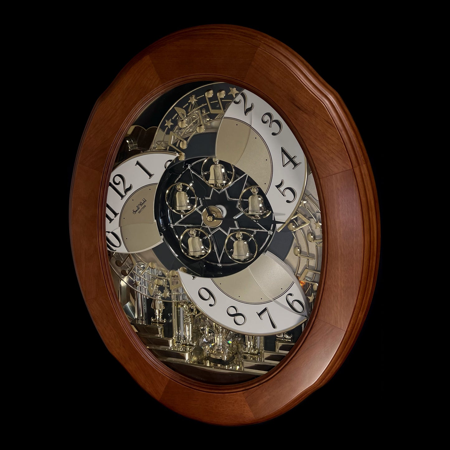 Rhythm "Nostalgia Legend" Moving Dial Magic Motion Musical Wooden Wall Clock with Music by The Beatles - 4MH832WB06
