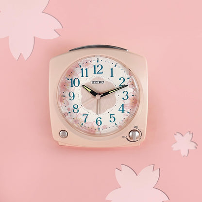 Seiko QHP012PLH "Serene Morning" Pink Modern Musical Alarm Clock with Snooze Light & Volume Control