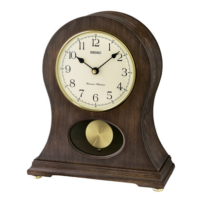 Seiko QXQ037BLH "Tai" Traditional Curved Wooden Chiming Pendulum Mantel Clock