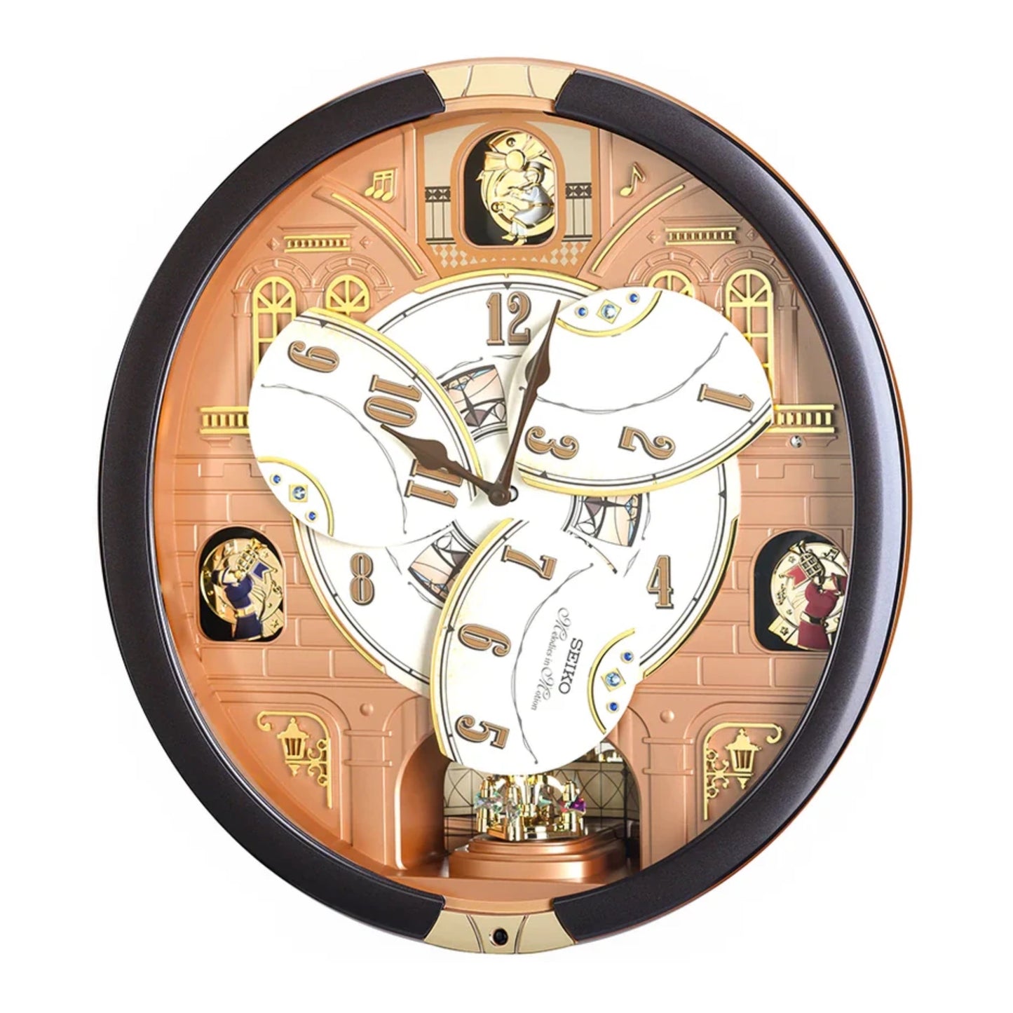 Seiko QXM601BRH “Brooklyn” Melodies in Motion Dancing Dial Musical Wall Clock with 19 Songs