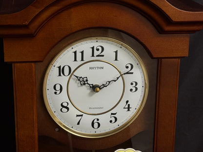 Rhythm “Celebration Time 314” Traditional Wooden Musical & Chiming Pendulum Wall Clock - CMJ314-R06