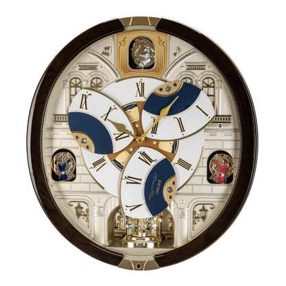 Seiko QXM371BRH “Castle Windows” Melodies in Motion Dancing Dial Musical Wall Clock with 19 Songs