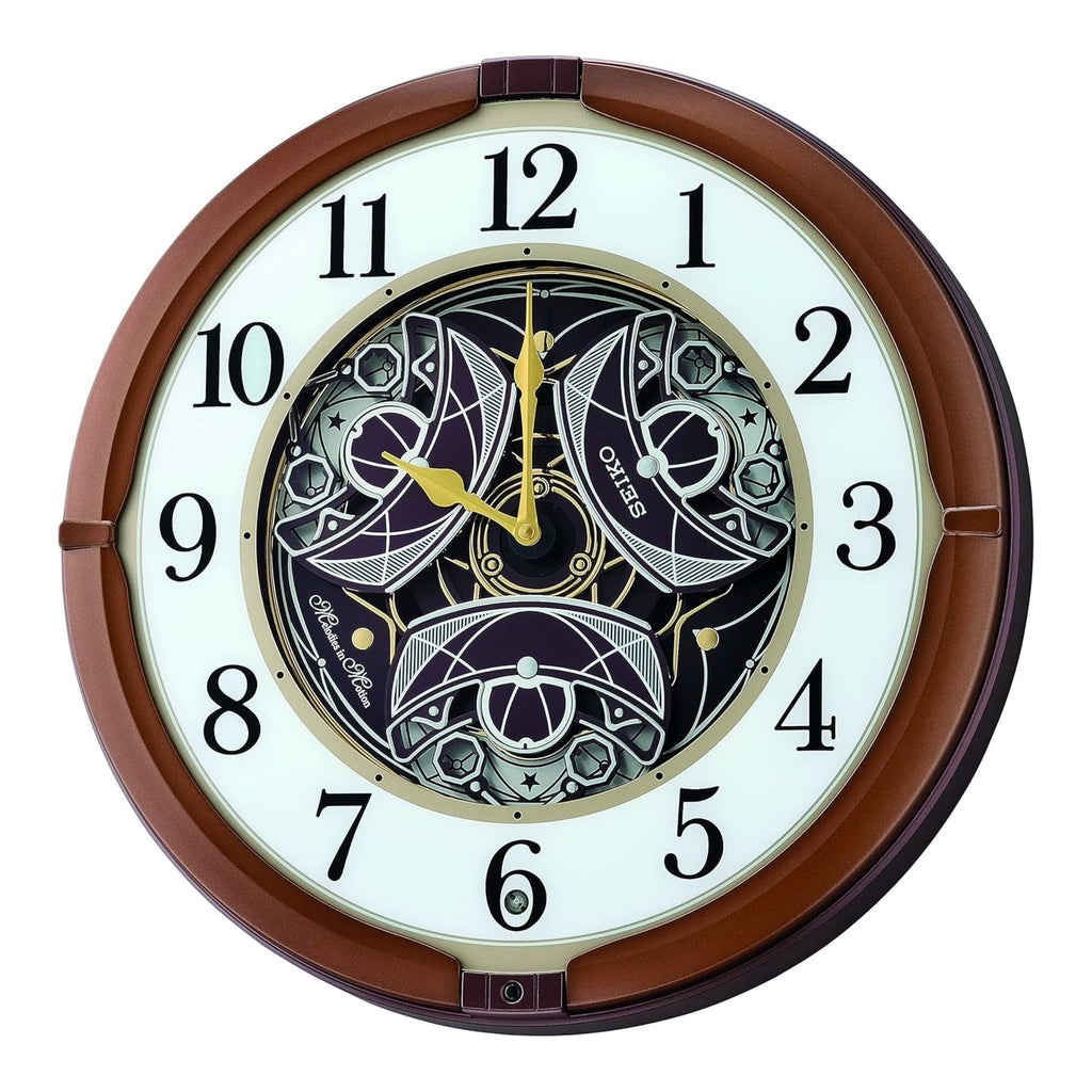 Seiko QXM380BRH “Mechanical” Melodies in Motion Dancing Dial Musical Wall Clock with 18 Songs