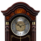 Seiko QXH004BLH "Stately Oak" Traditional Wooden Chiming Pendulum Wall Clock with Dark Mahogany Finish and Embossed Steel Dial