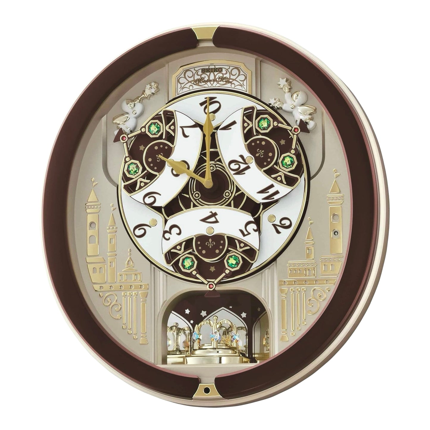 Seiko QXM291BRH "Spring Dance" Melodies in Motion Dancing Dial Musical Wall Clock with 18 Songs