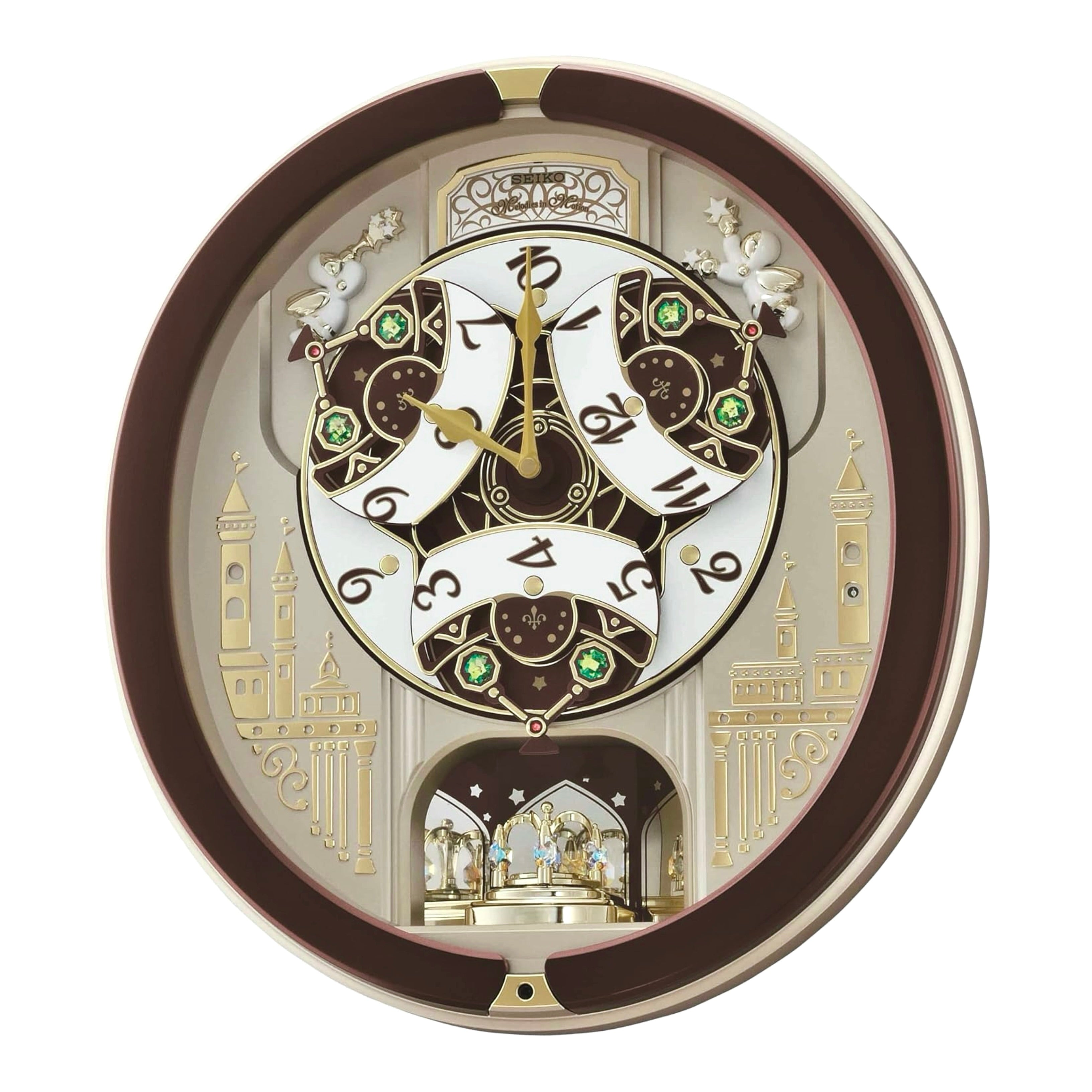 Seiko QXM291BRH "Spring Dance" Melodies in Motion Dancing Dial Musical Wall Clock with 18 Songs