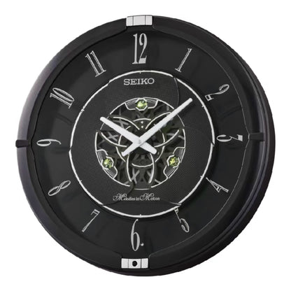 Seiko QXM621KRH “Onyx” Melodies in Motion Dancing Dial Musical Wall Clock with 40 Songs