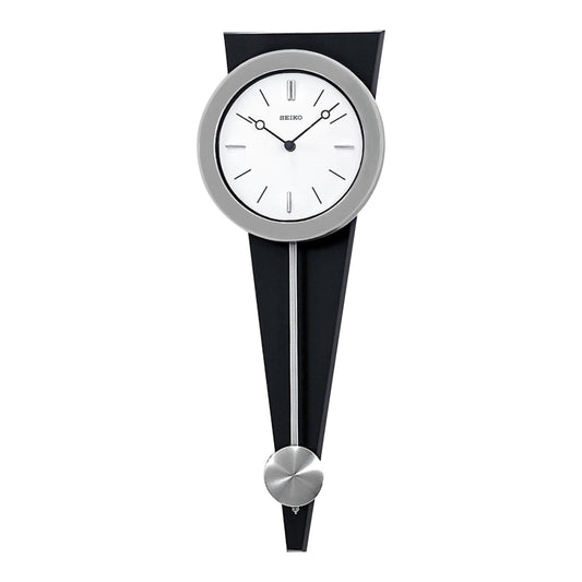 Seiko QXC111SLH "Zing" Modern Wooden Pendulum Wall Clock with Curved Glass Crystal