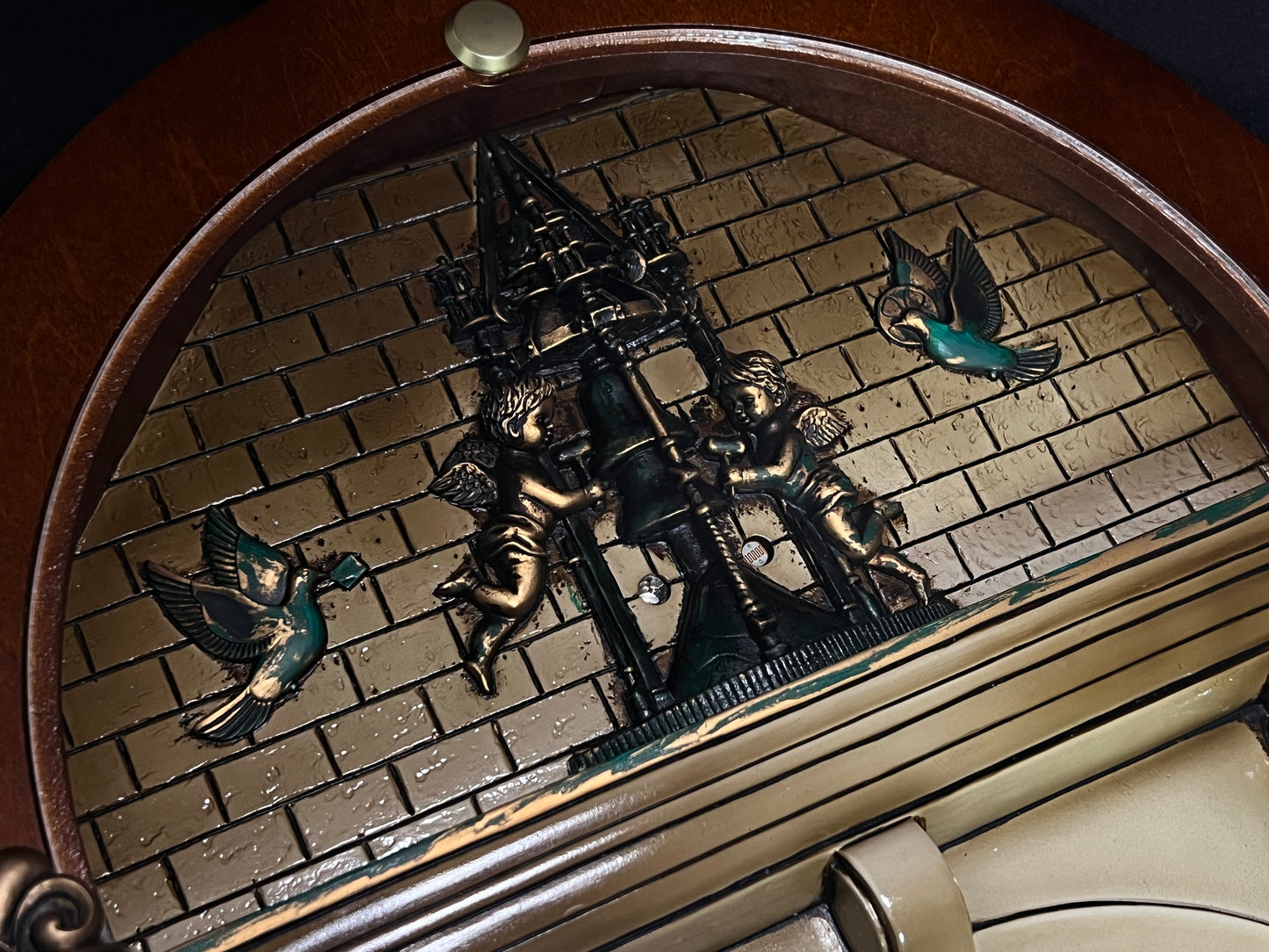 Rhythm “CTS Sundial” Gothic Wooden Musical Motion Pendulum Wall Clock with Popular Melodies - CMJ336UR06